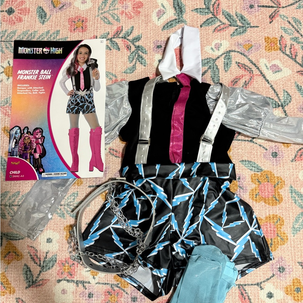 Monster High Frankie Stein Kids Costume - Black, Silver, Pink